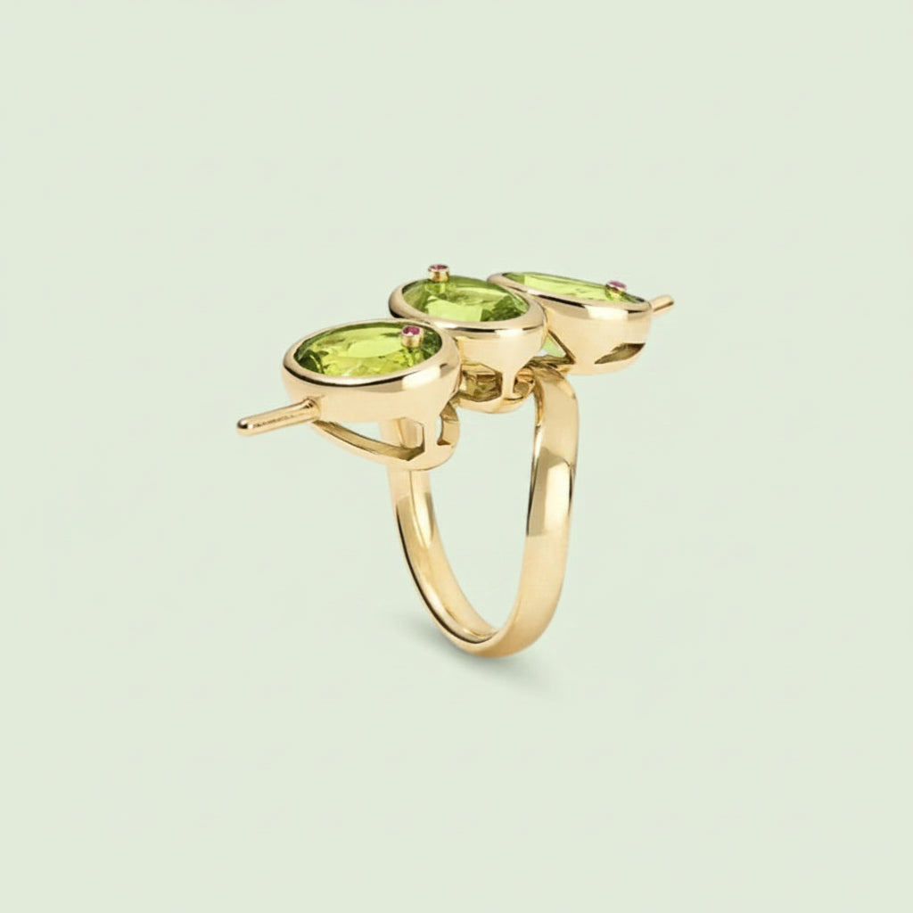 Green Geometric Gem Ring