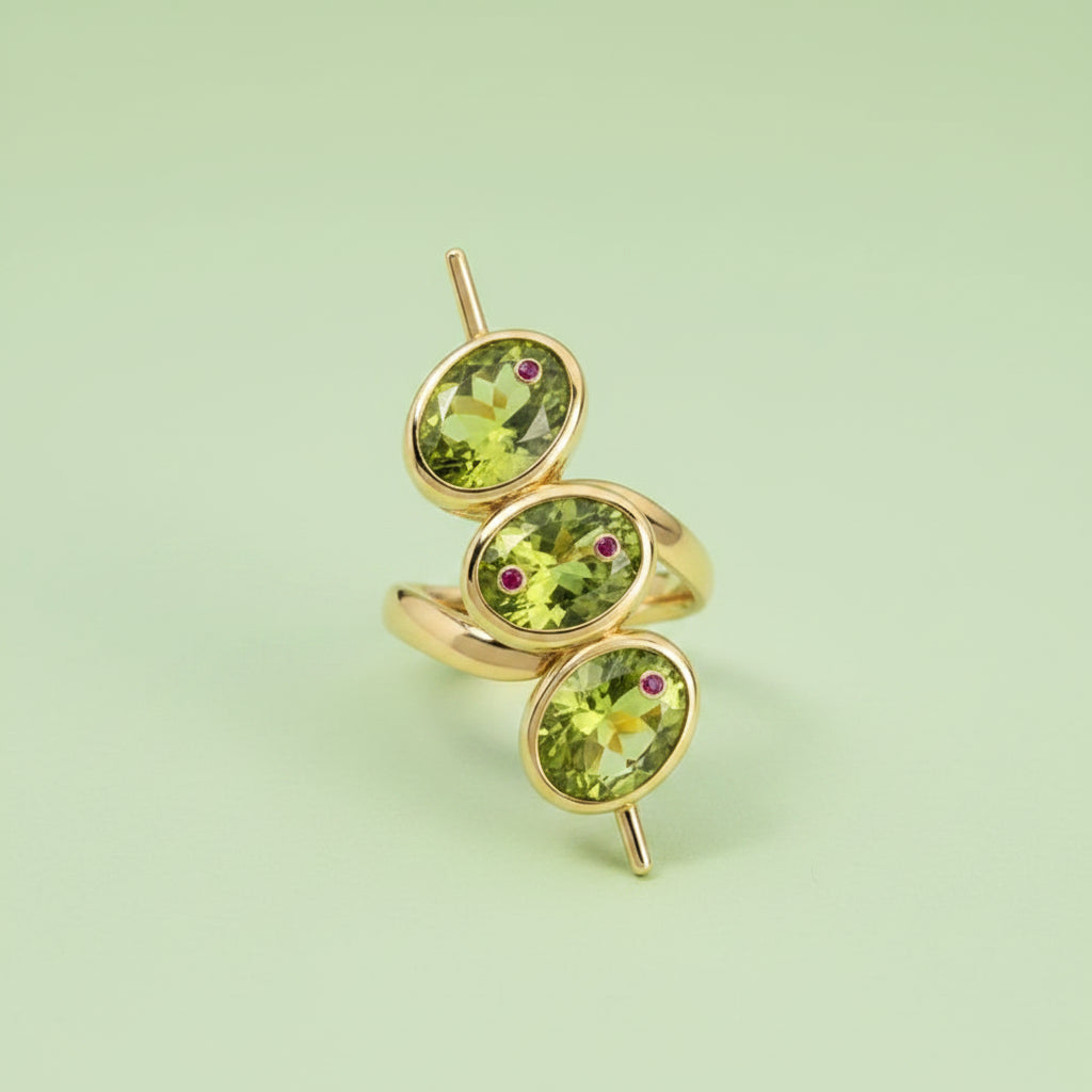 Green Geometric Gem Ring